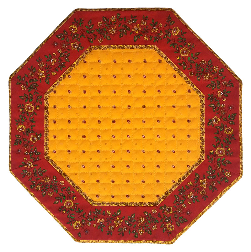Placemats Octogonal Bordered (Calissons Fleurette. yellow/red)